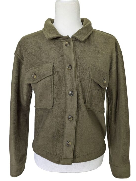 Altar'd State Jackets & Blazers - Altard State Womens Olive Green Fleece Button Front Jacket Shacket Size Small